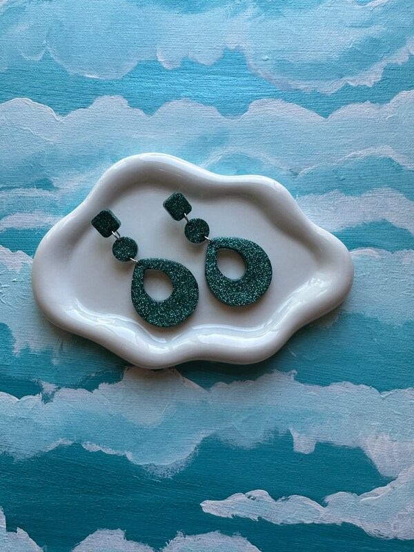 Handcrafted Resin Paradise Glitter Statement Earrings